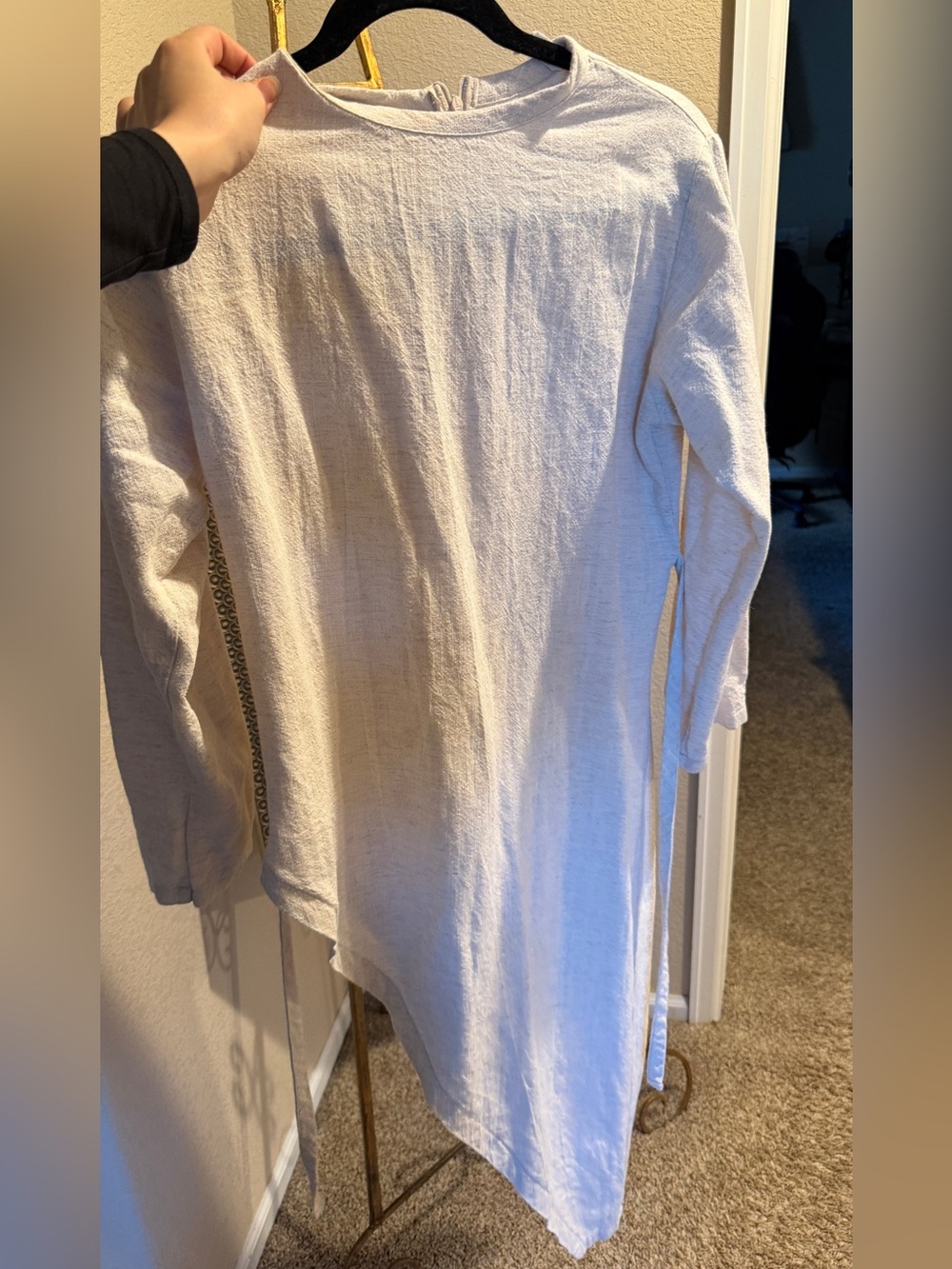 Long Sleeve Cream Linen Top - Lightweight Everyday Shirt